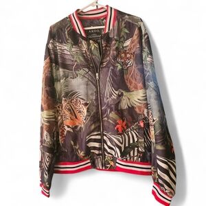 AKOO Portrait Picture Full Zip Bomber Jacket XXL Tiger Snake Zebra